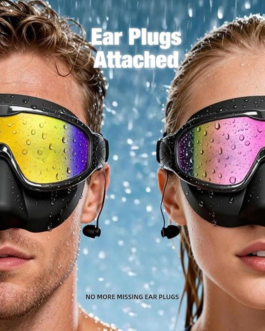 Flexcband Swim Goggles with Nose Cover for Adults